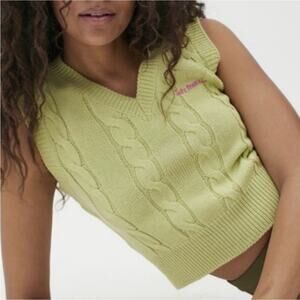 Urban Outfitters iets frans Cable-Knit Sweater Vest M Green